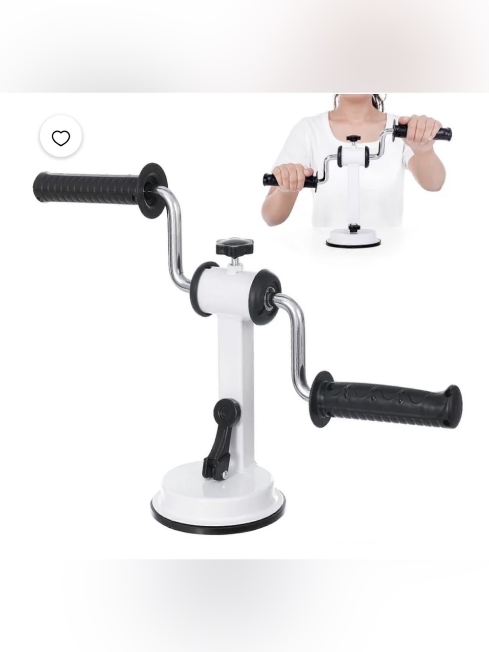 White and Black Suction Hand Crank Arm Exerciser